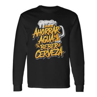 Cerveza Y Amigos Frase Divertida Ahorrar Aqua Beber Cerveza Camiseta de manga larga - Regaloses