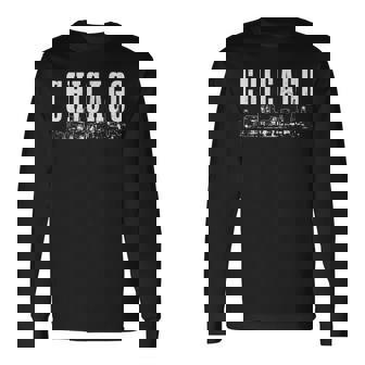 Chicago Skyline Illinois Vintage Chicago Pride Long Sleeve T-Shirt | Mazezy