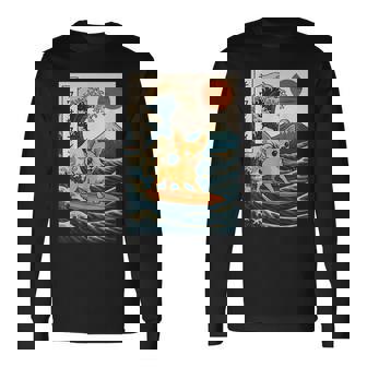 Chihuahua Surfing Japanese Wave Long Sleeve T-Shirt | Seseable FR
