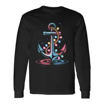 Christma Lights Boating Sailing Cruise Holiday Nautical Vibe Long Sleeve T-Shirt - Thegiftio UK