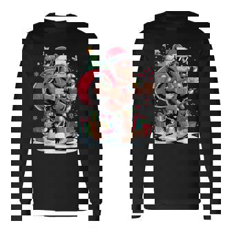 Christmas Bigfoot Santa Christmas Tree Lights Xmas Sasquatch Long Sleeve T-Shirt - Thegiftio