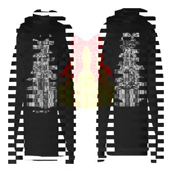 Christmas Book Tree Teachers Retro Christmas Santa Xmas Long Sleeve T-Shirt - Thegiftio