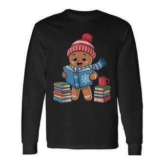 Christmas Bookworm Gingerbread Reading Books Pajama Long Sleeve T-Shirt - Thegiftio UK