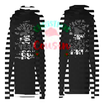 Christmas Cousin Crew 2025 Xmas Santa Hat Matching Family Long Sleeve T-Shirt - Thegiftio