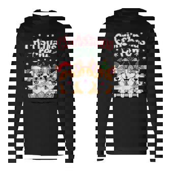 Christmas Crew Xmas Puppy Dog Christmas Welsh Corgi Long Sleeve T-Shirt | Mazezy