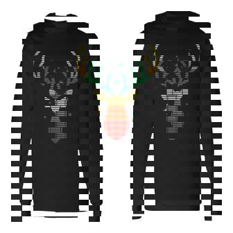 Christmas EDM Deer Head Equalizer Retro Music Festival Rave Long Sleeve T-Shirt | Mazezy