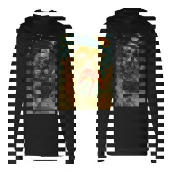 Christmas English Bulldog Dog Selfie & Santa Long Sleeve T-Shirt - Seseable