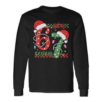Christmas Six Seven 6 7 Meme Gen Alpha Slang 6 7 Hands Long Sleeve T-Shirt - Thegiftio UK