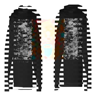 Christmas Golden Retriever Dog With Santa Hat Cocoa Cookies Long Sleeve T-Shirt | Mazezy