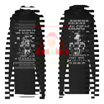 Make Christmas Great Again Xmas Trump Pajamas Ugly Long Sleeve T-Shirt - Monsterry