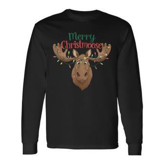 Christmas Moose Merry Christmas Moose Merry Christmoose Long Sleeve T-Shirt - Monsterry