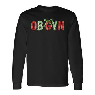 Christmas Obgyn Festive Holiday Ob Gyn Bow Obstetrician Long Sleeve T-Shirt - Thegiftio UK