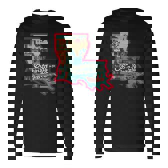 Christmas In The Pelican State Louisiana Long Sleeve T-Shirt | Mazezy