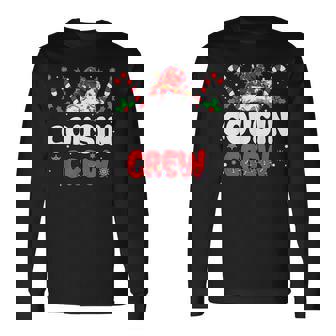 Christmas Santa Hat Xmas Tree Lights Candy Cane Cousin Crew Long Sleeve T-Shirt - Thegiftio