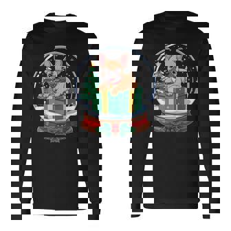 Christmas Snow Globe French Bulldog X-Mas Tree Frenchie Long Sleeve T-Shirt - Seseable