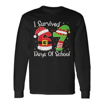Christmas I Survived 67 Days Of School Six Seven Long Sleeve T-Shirt - Thegiftio UK