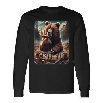 Cigar Smoking Cigar Bear Long Sleeve T-Shirt - Thegiftio UK