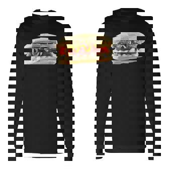 Classic Hot Dog With Ketchup Mustard Relish And Onions Long Sleeve T-Shirt | Mazezy