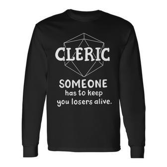 Cleric Character Joke Roleplaying Games Gamer Long Sleeve T-Shirt - Thegiftio UK