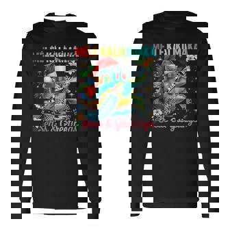 Cocktail Party Santa Turtle Beach Mele Kalikimaka Hawaiian Long Sleeve T-Shirt | Mazezy
