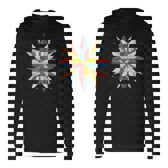 Colorful Barn Quilt Pattern Aesthetic Quilter Apparel Long Sleeve T-Shirt - Thegiftio