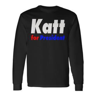 Comedy Lover Apparel Katt For President Small Black Long Sleeve T-Shirt - Thegiftio UK