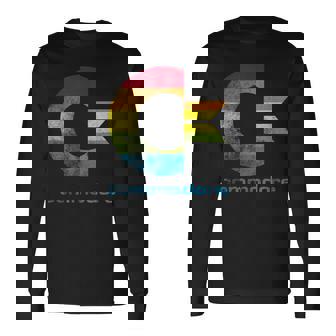 Commodore C64 大文字レインボーカラーストライプ効果 長袖Tシャツ - Kawaiitshirt