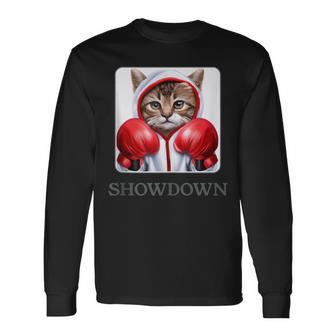 Confrontación El Lindo Gato Boxeador Perfecto Para Los In Mangas Camiseta de manga larga - Regaloses