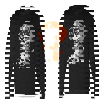 Cool Beagle Dog Soccer Player Cartoon Tank Top Long Sleeve T-Shirt | Mazezy