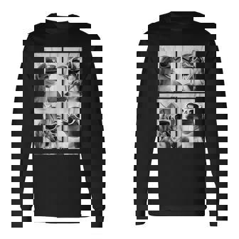 Cool Dolphins With Sunglasses Cute Animal Photo Booth Long Sleeve T-Shirt - Monsterry