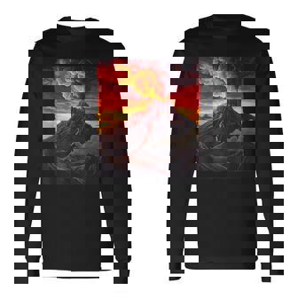 Cool Lava Volcano Flow With Fire And Flames Long Sleeve T-Shirt - Thegiftio