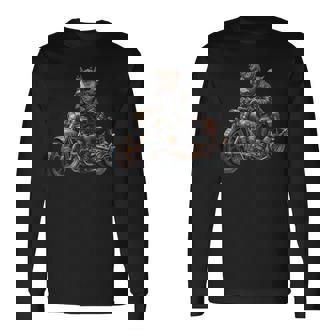 Cool Steampunk Pitbull Biker Vintage Motorcycle Dog Lover Tank Top Long Sleeve T-Shirt | Mazezy