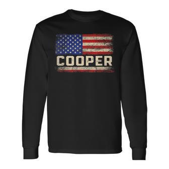 Cooper Last Name Cooper Name American Flag Long Sleeve T-Shirt | Mazezy