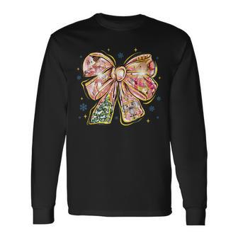 Coquette Bow Christmas Nutcracker Family Pajama Holiday Long Sleeve T-Shirt - Thegiftio UK