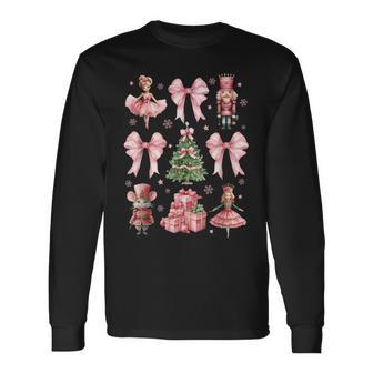 Coquette Bow Nutcracker Friends Christmas Ballet Long Sleeve T-Shirt - Thegiftio UK