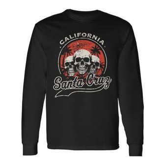 Crâne Deanta Cruz Beach En Californie T-shirt à manches longues - Cadeauxyz