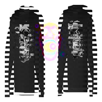 Crâne Gothique Pastel Mangeant Des Globes Oculaires Weirdcore Esthétique Gothique T-shirt à manches longues - Cadeauxyz