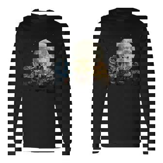 Cretaceous Moon Raptors T Rex Triceratops Trio Long Sleeve T-Shirt | Mazezy