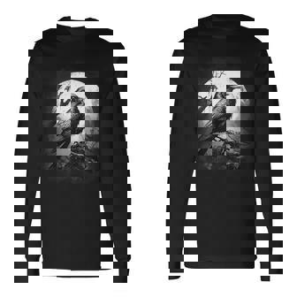 Cuervo Regalo Luna Misticismo Místico Cuervos In Mangas Camiseta de manga larga - Regaloses