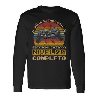 Cumpleaños 20 Años Gamer Nivel 20 Completo Camiseta de manga larga - Regaloses