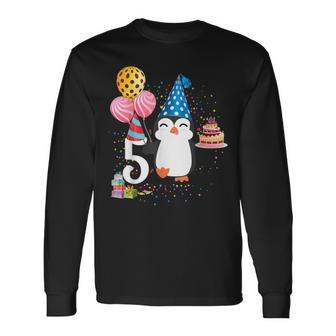 Cumpleaños De Pingüino Para Niños Fiesta De Pingüino De 5º Cumpleaños Camiseta de manga larga - Regaloses