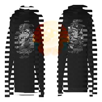 Cute Baby Monkey Hugging Plush Doll Toy Animal Lover Long Sleeve T-Shirt - Thegiftio