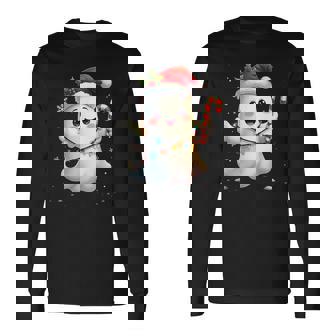 Cute Christmas Ghost Kawaii Santa Candy Cane Xmas Long Sleeve T-Shirt - Thegiftio