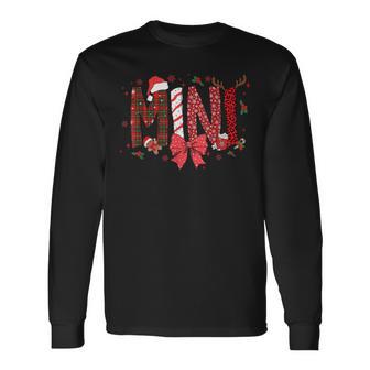 Cute Christmas Mini Plaid Leopard Bow Holiday Matching Long Sleeve T-Shirt - Monsterry