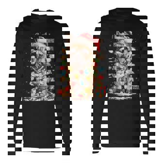 Cute French Bulldog Christmas Tree Santa Xmas Lights Dog Long Sleeve T-Shirt - Thegiftio