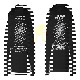 Cute Frog Hiking Is Myecret To Happiness カエル 長袖Tシャツ - Kawaiitshirt