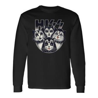 Cute Hiss Cats Rock Kittens Kitty Rocking Music Cat Lovers Long Sleeve T-Shirt - Thegiftio UK