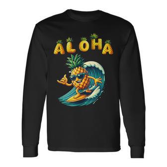 Dabbing Pineapple Sunglasses Aloha Beaches Hawaii Hawaiian Long Sleeve T-Shirt - Thegiftio