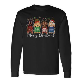 Dachshund Dog Christmas Lights Santa Xmas Pet Dog Long Sleeve T-Shirt - Thegiftio UK