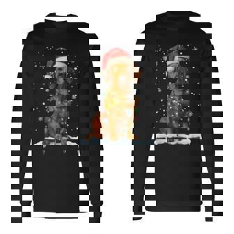 Dachshund Dog Christmas Lights Santa Xmas Pet Dog Lover Long Sleeve T-Shirt - Monsterry